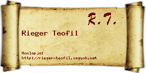 Rieger Teofil névjegykártya